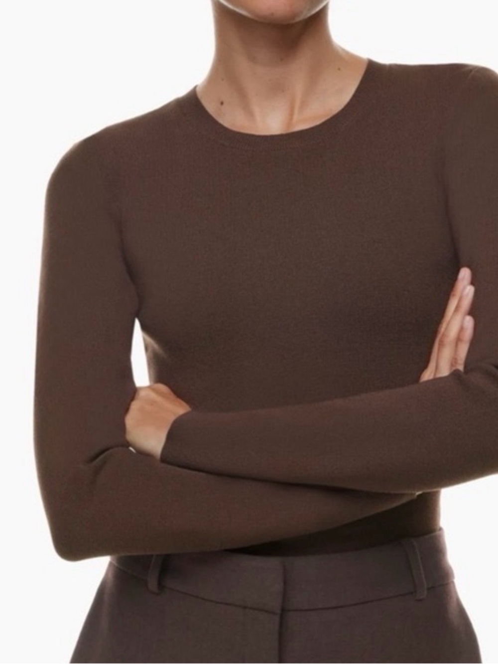 Aritzia Brown Long Sleeve Crewneck Top size S